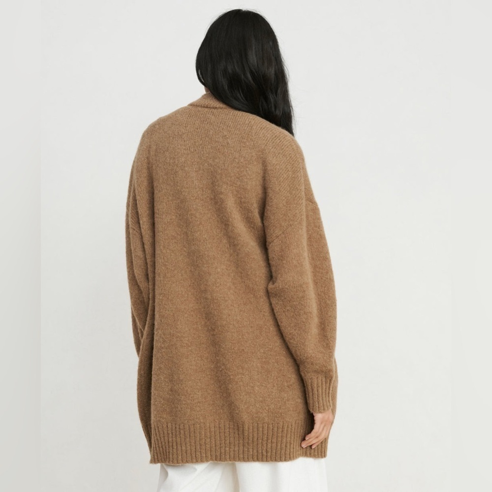 Jenni Kayne Cottage V Neck Cardigan Sweater Sz Small Lagenlook Luxury Tan - Picture 4 of 10